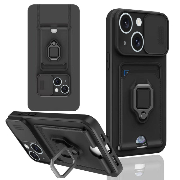 Sliding Camshield Magnetic Card Holder Silicone Phone Case, For iPhone 16e, For iPhone 16 Pro Max...