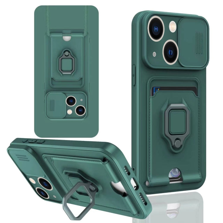 Sliding Camshield Magnetic Card Holder Silicone Phone Case, For iPhone 16e, For iPhone 16 Pro Max...