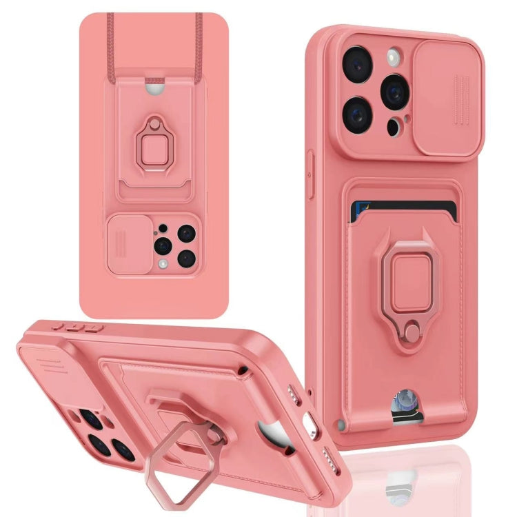 Sliding Camshield Magnetic Card Holder Silicone Phone Case, For iPhone 16e, For iPhone 16 Pro Max...