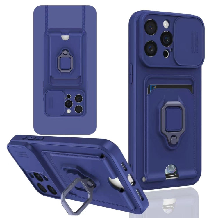 Sliding Camshield Magnetic Card Holder Silicone Phone Case, For iPhone 16e, For iPhone 16 Pro Max...