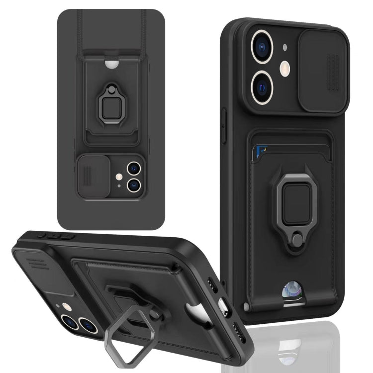Sliding Camshield Magnetic Card Holder Silicone Phone Case, For iPhone 12, For iPhone 12 Pro Max�...
