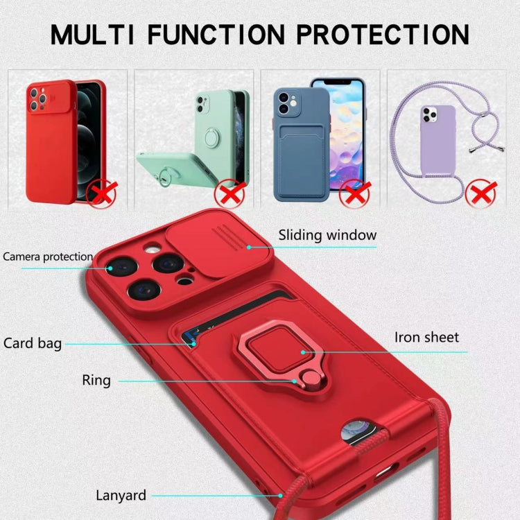 Sliding Camshield Magnetic Card Holder Silicone Phone Case, For iPhone 16e, For iPhone 16 Pro Max...
