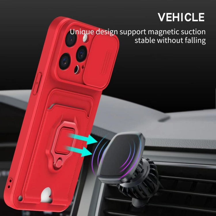 Sliding Camshield Magnetic Card Holder Silicone Phone Case, For iPhone 16e, For iPhone 16 Pro Max...