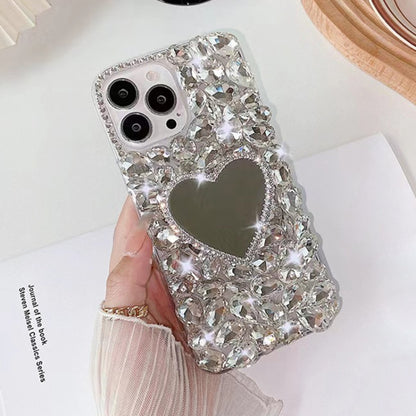 Mirror Handmade Bling Rhinestone PC Phone Case, For iPhone 16e, For iPhone 16 Pro Max������������...