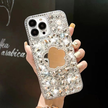Mirror Handmade Bling Rhinestone PC Phone Case, For iPhone 16e, For iPhone 16 Pro Max������������...