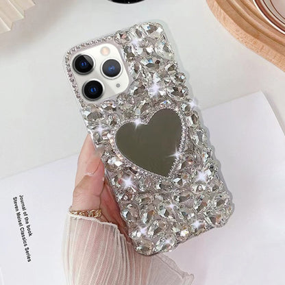 Mirror Handmade Bling Rhinestone PC Phone Case, For iPhone 16e, For iPhone 16 Pro Max������������...