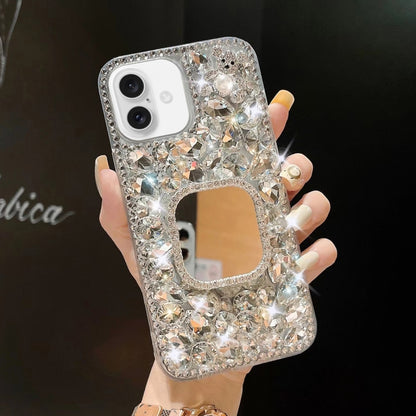 Mirror Handmade Bling Rhinestone PC Phone Case, For iPhone 16e, For iPhone 16 Pro Max������������...