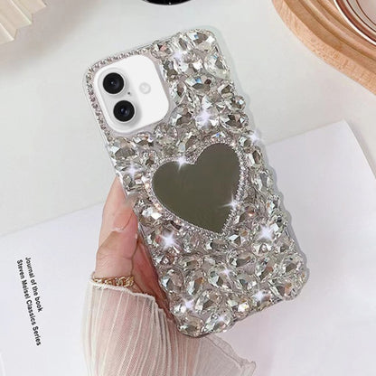 Mirror Handmade Bling Rhinestone PC Phone Case, For iPhone 16e, For iPhone 16 Pro Max������������...