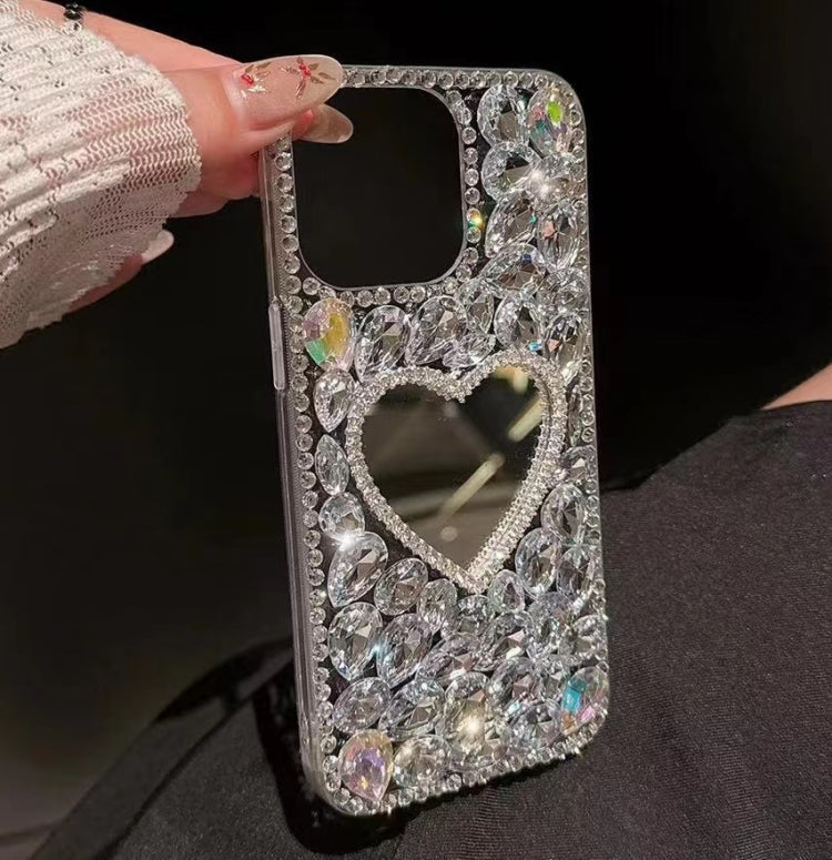 Mirror Handmade Bling Rhinestone PC Phone Case, For iPhone 16e, For iPhone 16 Pro Max������������...