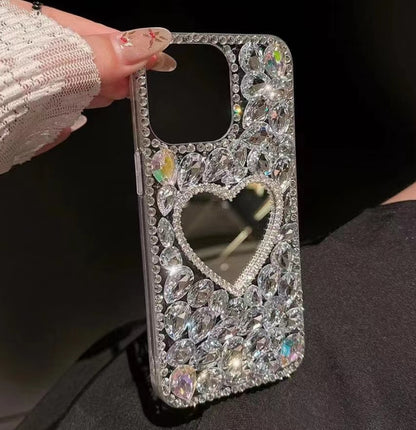 Mirror Handmade Bling Rhinestone PC Phone Case, For iPhone 16e, For iPhone 16 Pro Max������������...