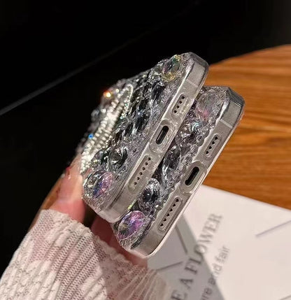 Mirror Handmade Bling Rhinestone PC Phone Case, For iPhone 16e, For iPhone 16 Pro Max������������...