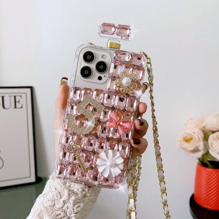 Crossbody Perfume Bottle Handmade Inlaid Diamond PC Phone Case, For iPhone 16 Pro Max������������...