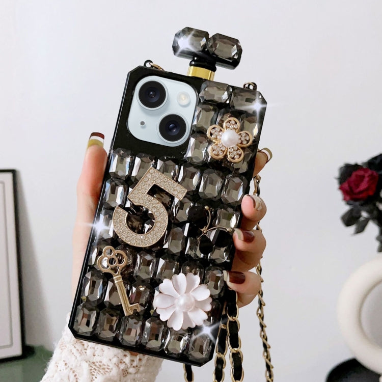 Crossbody Perfume Bottle Handmade Inlaid Diamond PC Phone Case, For iPhone 16 Pro Max������������...