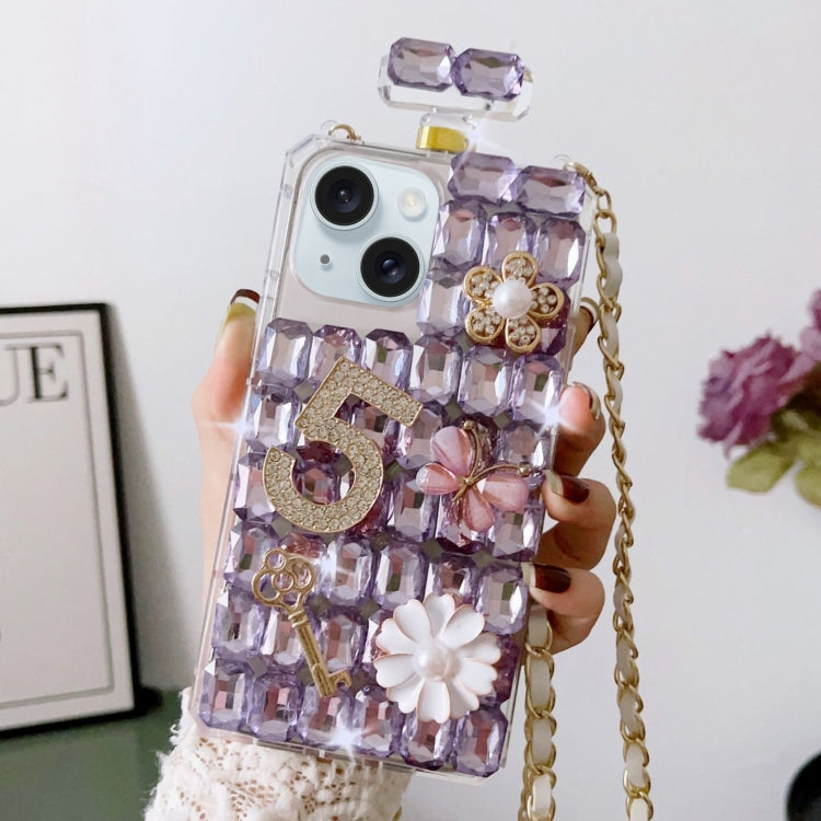 Crossbody Perfume Bottle Handmade Inlaid Diamond PC Phone Case, For iPhone 16 Pro Max������������...