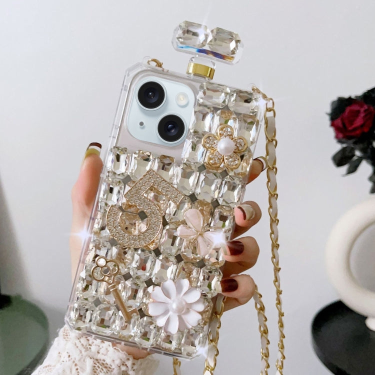 Crossbody Perfume Bottle Handmade Inlaid Diamond PC Phone Case, For iPhone 16 Pro Max������������...