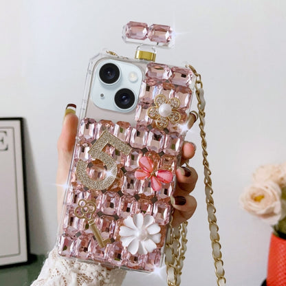 Crossbody Perfume Bottle Handmade Inlaid Diamond PC Phone Case, For iPhone 16 Pro Max������������...