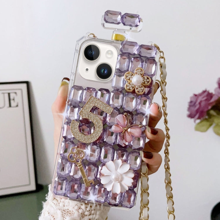 Crossbody Perfume Bottle Handmade Inlaid Diamond PC Phone Case, For iPhone 16 Pro Max������������...