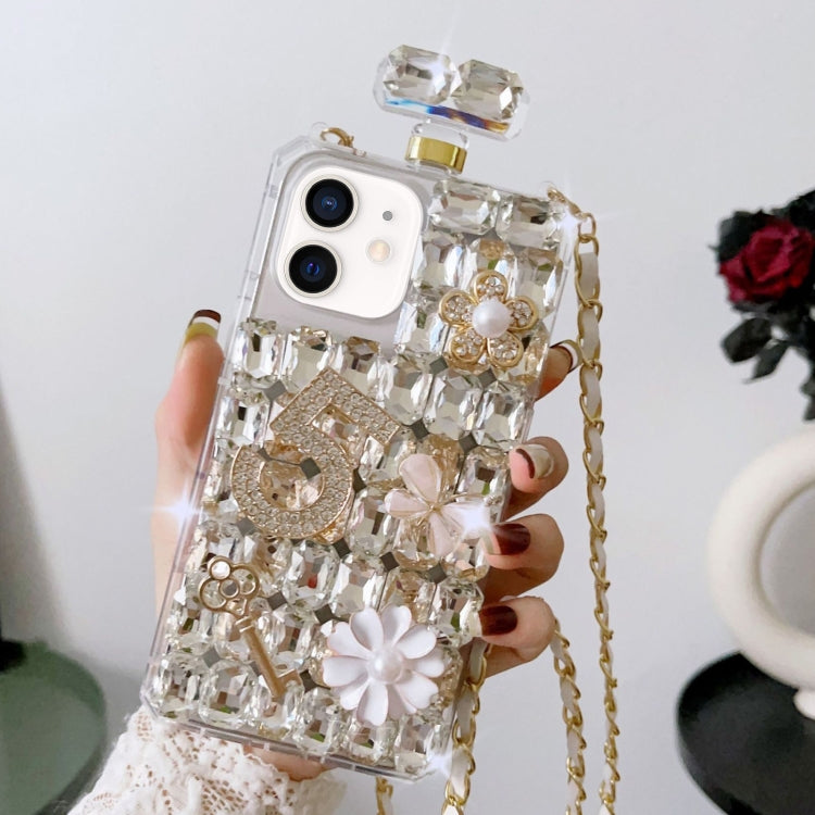 Crossbody Perfume Bottle Handmade Inlaid Diamond PC Phone Case, For iPhone 16 Pro Max������������...