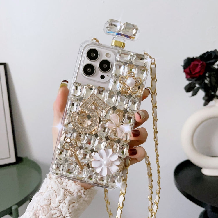 Crossbody Perfume Bottle Handmade Inlaid Diamond PC Phone Case, For iPhone 16 Pro Max������������...