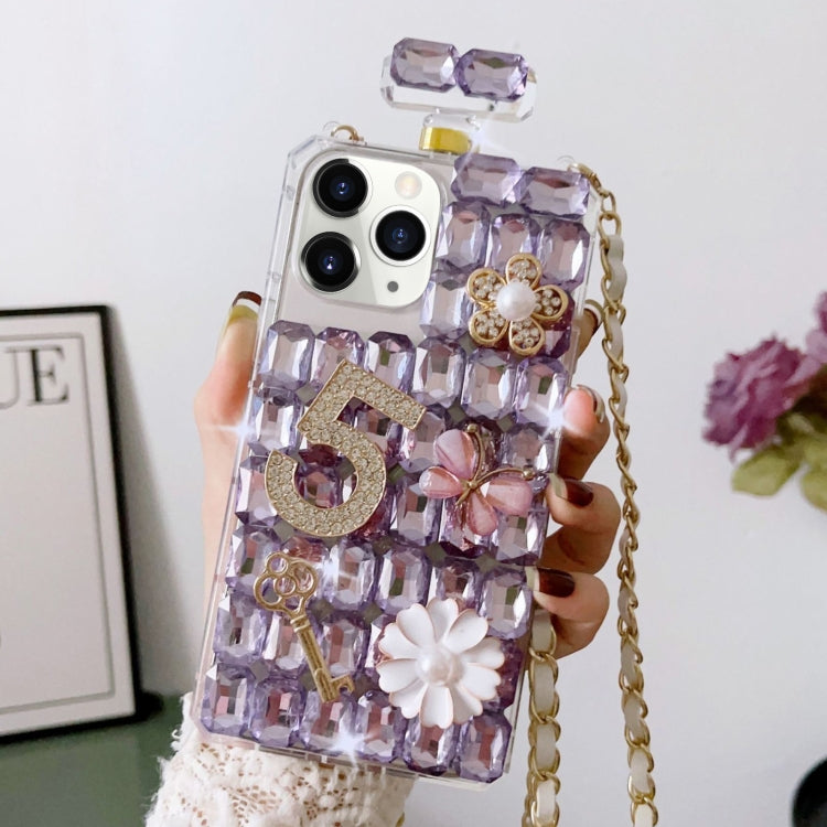 Crossbody Perfume Bottle Handmade Inlaid Diamond PC Phone Case, For iPhone 16 Pro Max������������...