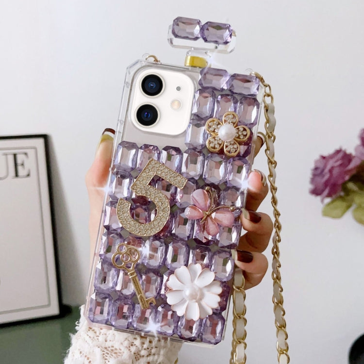 Crossbody Perfume Bottle Handmade Inlaid Diamond PC Phone Case, For iPhone 16 Pro Max������������...