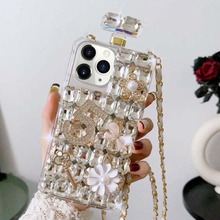 Crossbody Perfume Bottle Handmade Inlaid Diamond PC Phone Case, For iPhone 16 Pro Max������������...