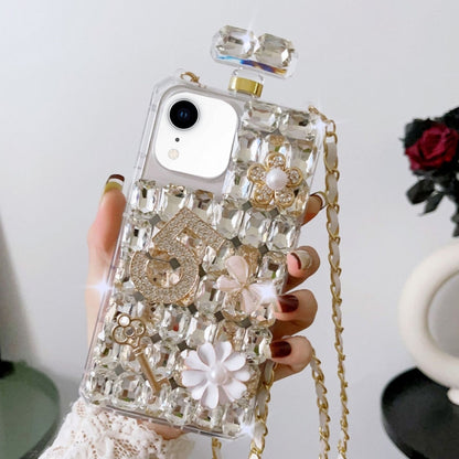 Crossbody Perfume Bottle Handmade Inlaid Diamond PC Phone Case, For iPhone 16 Pro Max������������...