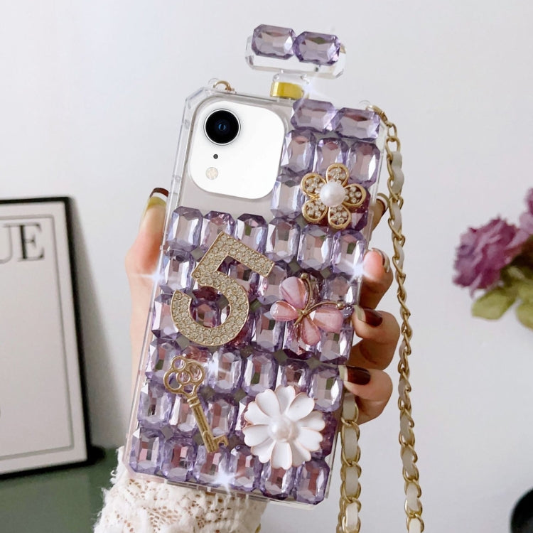 Crossbody Perfume Bottle Handmade Inlaid Diamond PC Phone Case, For iPhone 16 Pro Max������������...