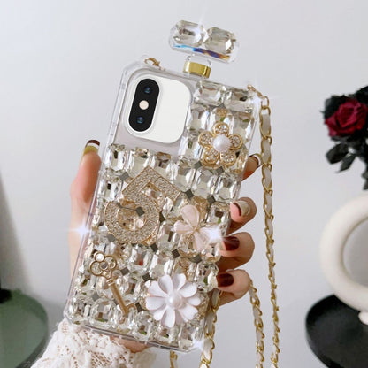 Crossbody Perfume Bottle Handmade Inlaid Diamond PC Phone Case, For iPhone 16 Pro Max������������...