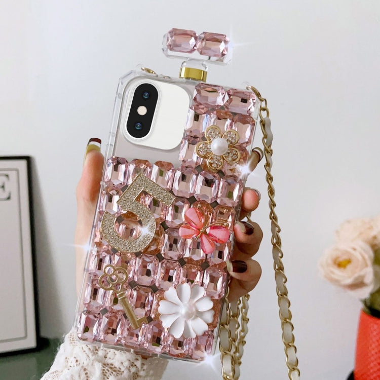 Crossbody Perfume Bottle Handmade Inlaid Diamond PC Phone Case, For iPhone 16 Pro Max������������...