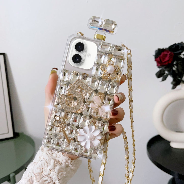 Crossbody Perfume Bottle Handmade Inlaid Diamond PC Phone Case, For iPhone 16 Pro Max������������...