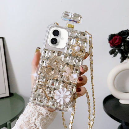 Crossbody Perfume Bottle Handmade Inlaid Diamond PC Phone Case, For iPhone 16 Pro Max������������...