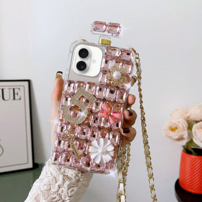Crossbody Perfume Bottle Handmade Inlaid Diamond PC Phone Case, For iPhone 16 Pro Max������������...