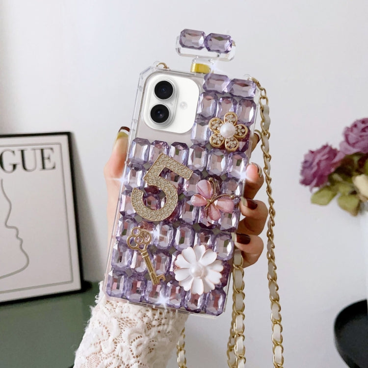 Crossbody Perfume Bottle Handmade Inlaid Diamond PC Phone Case, For iPhone 16 Pro Max������������...
