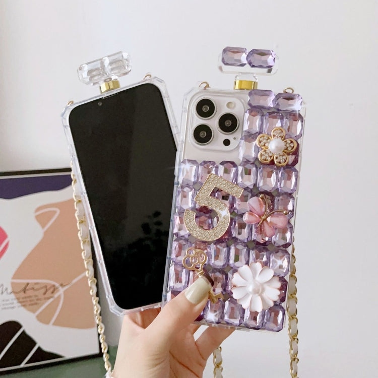 Crossbody Perfume Bottle Handmade Inlaid Diamond PC Phone Case, For iPhone 16 Pro Max������������...