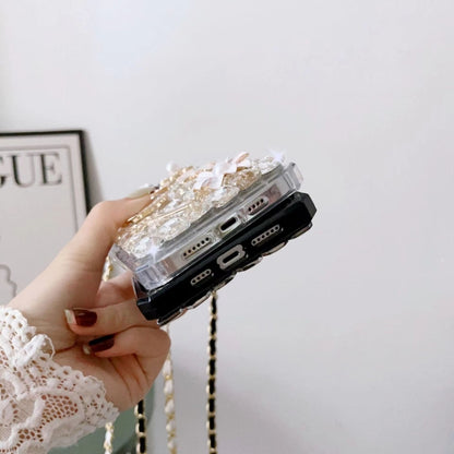 Crossbody Perfume Bottle Handmade Inlaid Diamond PC Phone Case, For iPhone SE 2022 /  7 / 8������...