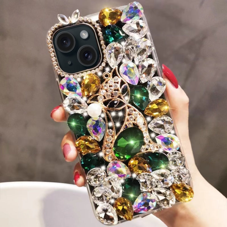 Handmade Bling Rhinestone Gemstone Fox PC Phone Case, For iPhone 16e, For iPhone 16 Pro Max������...