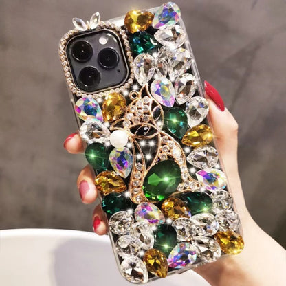 Handmade Bling Rhinestone Gemstone Fox PC Phone Case, For iPhone 16e, For iPhone 16 Pro Max������...