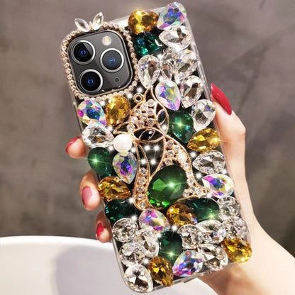 Handmade Bling Rhinestone Gemstone Fox PC Phone Case, For iPhone 16e, For iPhone 16 Pro Max������...