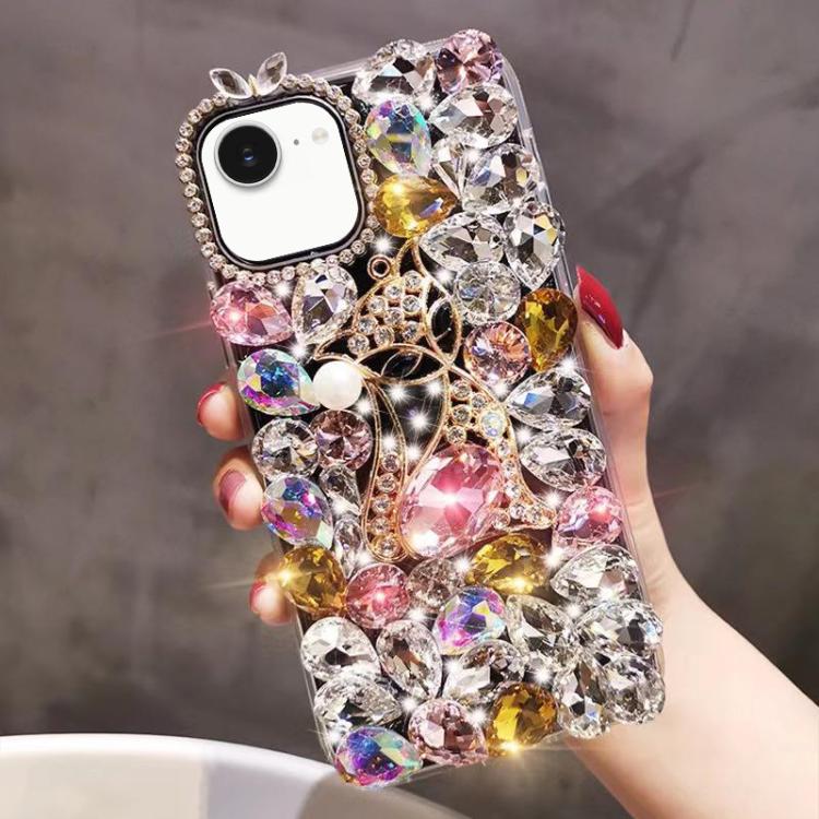 Handmade Bling Rhinestone Gemstone Fox PC Phone Case, For iPhone 16e, For iPhone 16 Pro Max������...