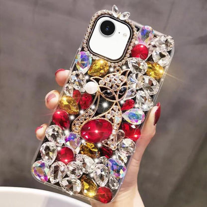 Handmade Bling Rhinestone Gemstone Fox PC Phone Case, For iPhone 16e, For iPhone 16 Pro Max������...