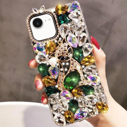 Handmade Bling Rhinestone Gemstone Fox PC Phone Case, For iPhone 16e, For iPhone 16 Pro Max������...