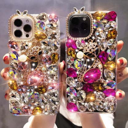 Handmade Bling Rhinestone Gemstone Fox PC Phone Case, For iPhone 16e, For iPhone 16 Pro Max������...