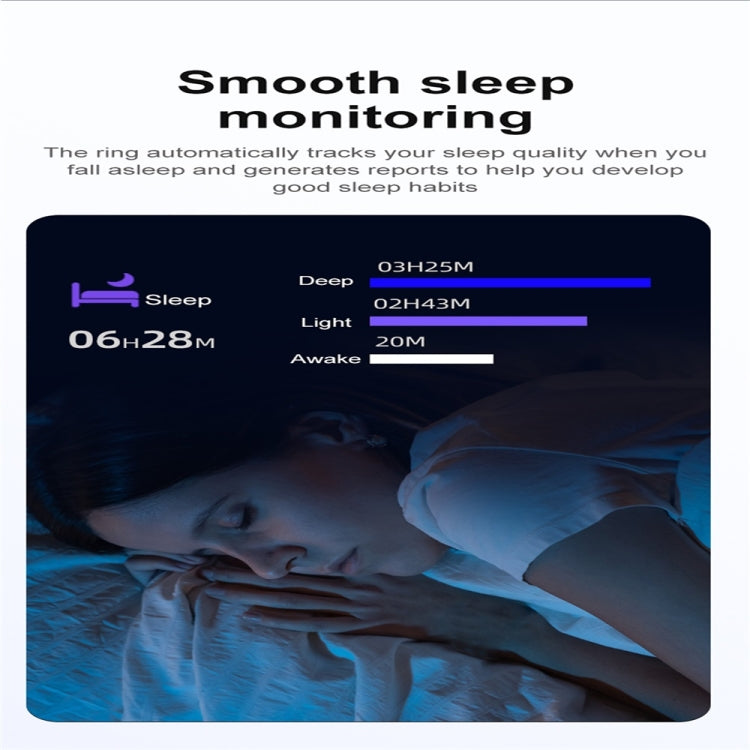 R03 SIZE 8 Smart Ring, Support Heart Rate / Blood Oxygen / Sleep / Multiple Sports Modes