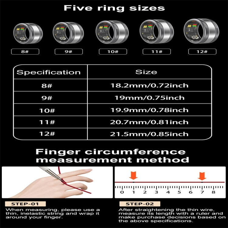 R18 SIZE 10 Smart Ring, Support Heart Rate / Blood Oxygen / Sleep / Multiple Sports Modes