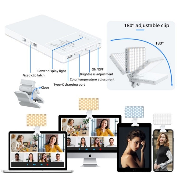V12A Phone Laptop Video Conference Fill Lamp Portable Selfie Live Streaming LED Fill Light, V12A