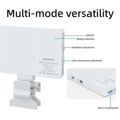 V12A Phone Laptop Video Conference Fill Lamp Portable Selfie Live Streaming LED Fill Light, V12A