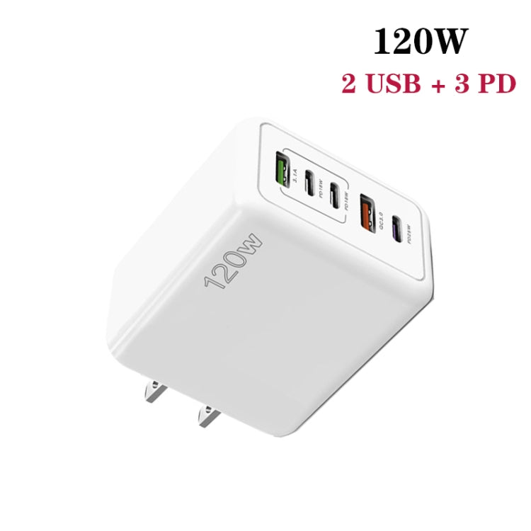 120W PD3.0 3 Type-C 2 USB Multi Port Quick Charger with Type-C to Type-C Cable, US Plug����������...