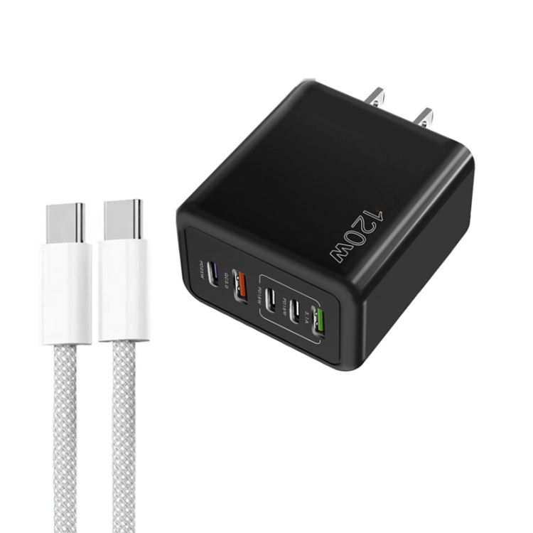 120W PD3.0 3 Type-C 2 USB Multi Port Quick Charger with Type-C to Type-C Cable, US Plug����������...