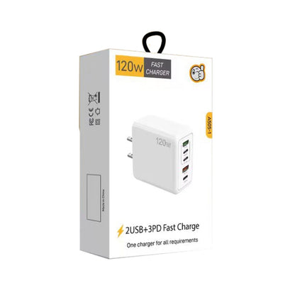 120W PD3.0 3 Type-C 2 USB Multi Port Quick Charger with Type-C to Type-C Cable, US Plug����������...